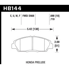 Колодки тормозные HB144W.719 HAWK DTC-30 Honda Prelude 18 mm