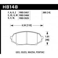 Колодки тормозные HB148E.560 HAWK Blue 9012 Mazda Miata MX-5 1.6L 14 mm