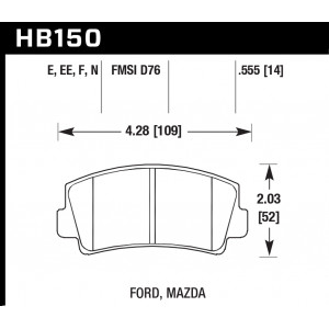 Колодки тормозные HB150E.555 HAWK Blue 9012 Mazda 14 mm