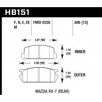 Колодки тормозные HB151E.505 HAWK Blue 9012 Mazda RX-7 (Rear) 13 mm