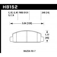 Колодки тормозные HB152E.540 HAWK Blue 9012 Mazda RX-7 14 mm