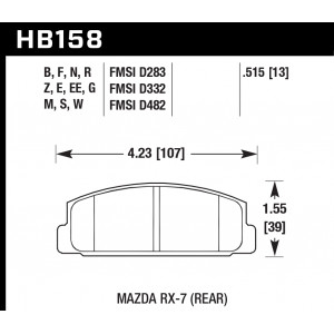 Колодки тормозные HB158G.515 HAWK DTC-60 Mazda RX-7 (Rear) 13 mm