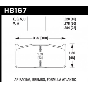 Колодки тормозные HB167G.620 HAWK DTC-60 Brembo 16 mm