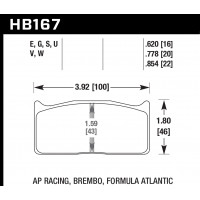 Колодки тормозные HB167G.854 HAWK DTC-60 AP Racing, Brembo 22 mm