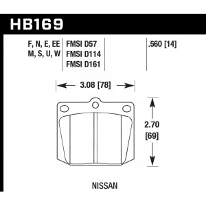 Колодки тормозные HB169E.560 HAWK Blue 9012 Nissan 14 mm