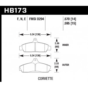 Колодки тормозные HB173E.595 HAWK Blue 9012 Corvette 15 mm