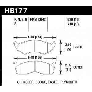 Колодки тормозные HB177E.630 HAWK Blue 9012 Dodge 16 mm