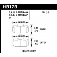 Колодки тормозные HB178G.564 HAWK DTC-60 Nissan 300ZX 14 mm