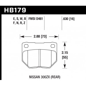 Колодки тормозные HB179E.630 HAWK Blue 9012 Nissan 300ZX (Rear) 16 mm