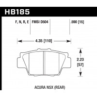 Колодки тормозные HB185E.590 HAWK Blue 9012 Acura NSX 15 mm