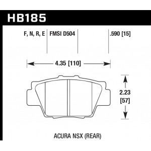 Колодки тормозные HB185E.590 HAWK Blue 9012 Acura NSX 15 mm