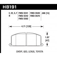 Колодки тормозные HB191E.590 HAWK Blue 9012 Toyota 15 mm