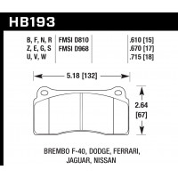 Колодки тормозные HB193F.670 HAWK HPS Brembo тип B, H, P / Rotora FC4 / Nissan GTR R35