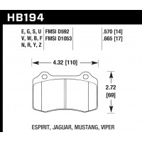 Колодки тормозные HB194N.570 HAWK HP+ Brembo тип A, C, F / JBT CM4P1