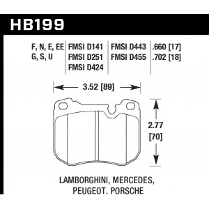 Колодки тормозные HB199E.702 HAWK Blue 9012 Porsche 18 mm