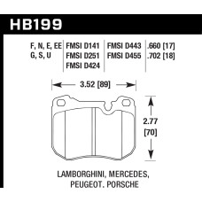 Колодки тормозные HB199Q.702 HAWK DTC-80; Porsche 18mm
