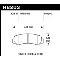 Колодки тормозные HB203M.550 HAWK Black Toyota Corolla (Rear) 14 mm