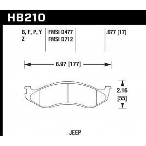 Колодки тормозные HB210F.677 HAWK HPS передние JEEP / KIA