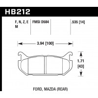 Колодки тормозные HB212E.535 HAWK Blue 9012; Ford, Mazda 14mm