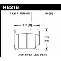 Колодки тормозные HB216E.590 HAWK Blue 9012 Toyota Supra Turbo (Rear) 15 mm