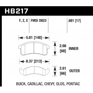 Колодки тормозные HB217E.681 HAWK Blue 9012 Camaro, Firebird 17 mm