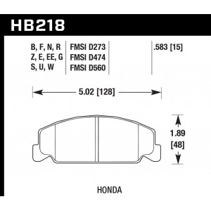 Колодки тормозные HB218F.583 HAWK HPS передние Honda