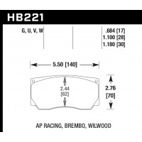 Колодки тормозные HB221G1.18 HAWK DTC-60 Brembo, Alcon 30 mm