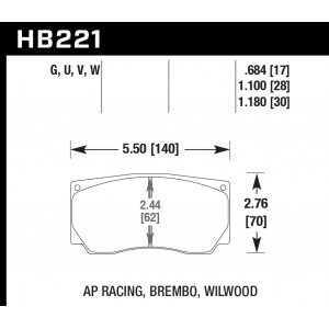 Колодки тормозные HB221G1.18 HAWK DTC-60 Brembo, Alcon 30 mm