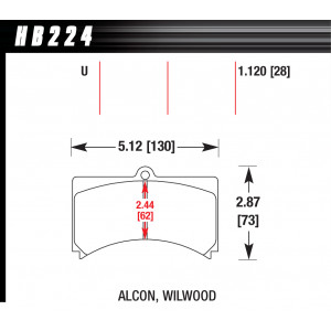 Колодки тормозные HB224U1.12 HAWK DTC-70 Wilwood, Alcon 29 mm