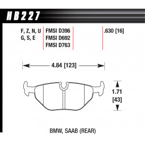 Колодки тормозные HB227B.630 HAWK Street 5.0 задние BMW 5 (E34) / 7 (E32) / M3 3.0 E36