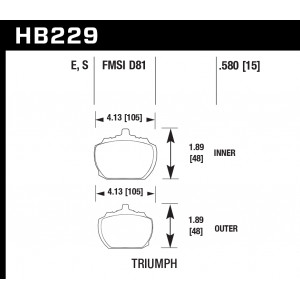 Колодки тормозные HB229S.580 HAWK HT-10 Triumph 15 mm