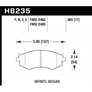 Колодки тормозные HB235F.665 HAWK HPS передние HYUNDAI / NISSAN