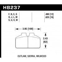 Колодки тормозные HB237E.625 HAWK Blue 9012 Wilwood BB, AP Racing, Outlaw 16 mm