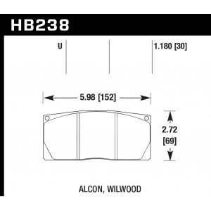 Колодки тормозные HB238U1.18 HAWK DTC-70 Wilwood, Alcon 30 mm