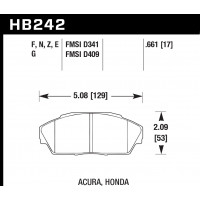 Колодки тормозные HB242E.661 HAWK Blue 9012 Acura/Honda 17 mm