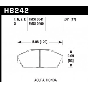 Колодки тормозные HB242G.661 HAWK DTC-60 Acura/Honda 17 mm