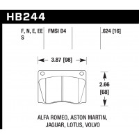 Колодки тормозные HB244S.624 HAWK HT-10 Lotus 16 mm