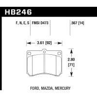 Колодки тормозные HB246E.567 HAWK Blue 9012 Acura/Honda 14 mm