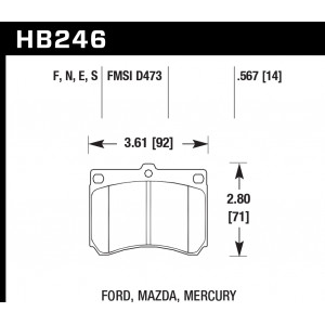 Колодки тормозные HB246S.567 HAWK HT-10; Acura/Honda 15mm