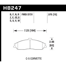Колодки тормозные HB247Q.575 HAWK DTC-80; C-5 Corvette 15mm
