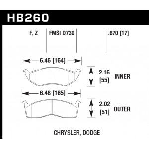 Колодки тормозные HB260F.670 HAWK HPS