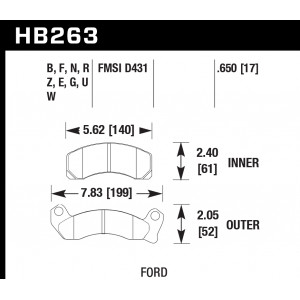 Колодки тормозные HB263G.650 HAWK DTC-60 Mustang 17 mm