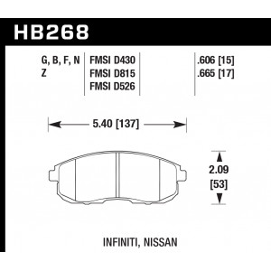 Колодки тормозные HB268G.665 HAWK DTC-60 Nissan 17 mm