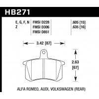 Колодки тормозные HB271E.605 HAWK Blue 9012 задние AUDI / VW