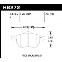 Колодки тормозные HB272B.763A HAWK Street 5.0 Audi A3, A3 Quattro, S3 & TT перед