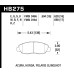 Колодки тормозные HB275G.620 HAWK DTC-60 Acura/Honda 16 mm