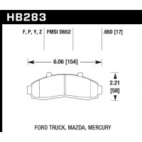 Колодки тормозные HB283F.650 HAWK HPS передние FORD Explorer, Ranger