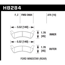 Колодки тормозные HB284F.575 HAWK HPS; 15mm