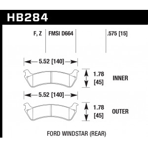 Колодки тормозные HB284F.575 HAWK HPS; 15mm