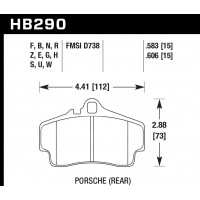 Колодки тормозные HB290B.583 HAWK HPS 5.0; 15mm задние PORSCHE 911 (997), (986), (996), Cayman